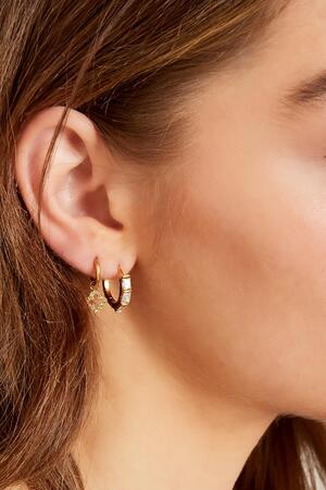 Boucles d'oreilles avec des pierres de zircon rectangle Argenté Acier inoxydable h5 Image3